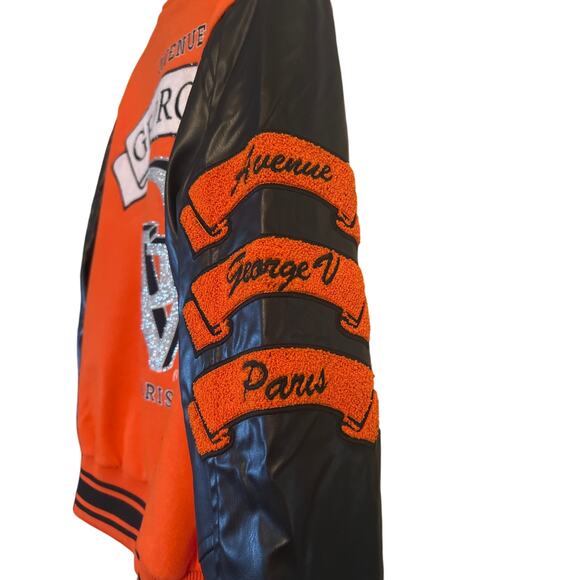 NWT George V Paris Varsity Lettermen's Jacket Orange/Black Size Large - Picture 9 of 16